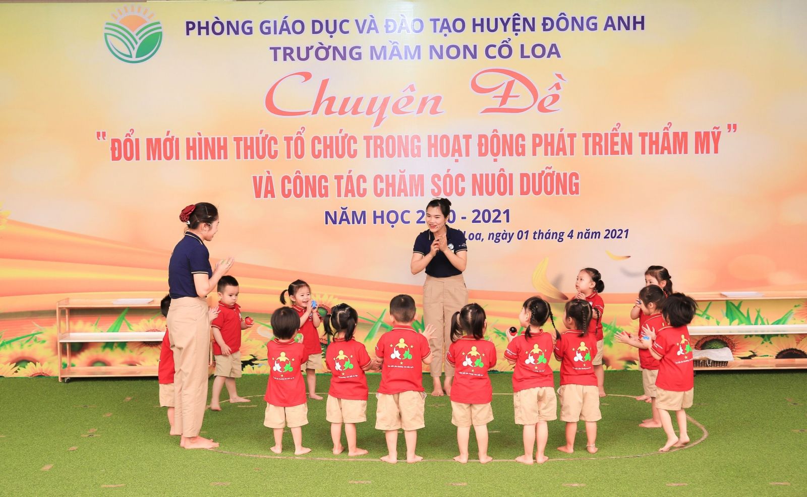 TRƯỜNG MẦM NON CỔ LOA TỔ CHỨC KIẾN TẬP HUYỆN CHUYÊN ĐỀ “ ĐỔI MỚI HÌNH THỨC TỔ CHỨC TRONG HOẠT ĐỘNG  PHÁT TRIỂN THẨM MỸ VÀ CÔNG TÁC CHĂM SÓC NUÔI DƯỠNG ” NĂM HỌC 2020-2021