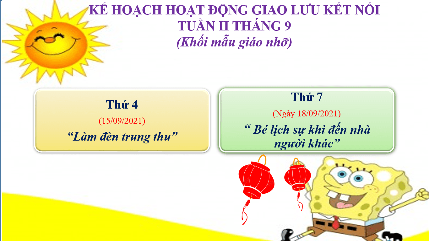 KẾ HOẠCH HOẠT ĐỘNG GIAO LƯU KẾT NỐI VỚI PHỤ HUYNH HỌC SINH TUẦN II THÁNG 9 ( Năm học 2021-2022)