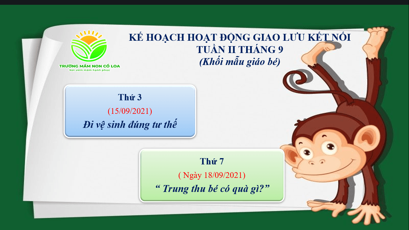 KẾ HOẠCH HOẠT ĐỘNG GIAO LƯU KẾT NỐI VỚI PHỤ HUYNH HỌC SINH TUẦN II THÁNG 9 ( Năm học 2021-2022)