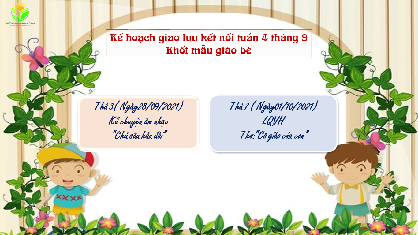 KẾ HOẠCH HOẠT ĐỘNG GIAO LƯU KẾT NỐI VỚI PHỤ HUYNH HỌC SINH TUẦN IV THÁNG 9 ( Năm học 2021-2022)