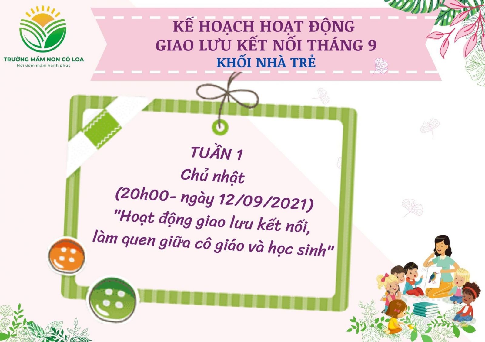 Kế hoạch hoạt động giao lưu kết nối với phụ huynh học sinh tuần I tháng 9 năm học 2021-2022