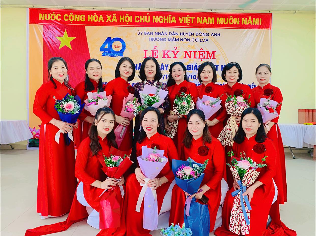 TRƯỜNG MẦM NON CỔ LOA LONG TRỌNG TỔ CHỨC: "LỄ KỶ NIỆM 40 NĂM NGÀY NHÀ GIÁO VIỆT NAM (20/11/1982 - 20/11/2022) TUYÊN DƯƠNG KHEN THƯỞNG CÁC ĐIỂN HÌNH TIÊN TIẾN, NHÀ GIÁO TIÊU BIỂU NĂM HỌC 2021 - 2022