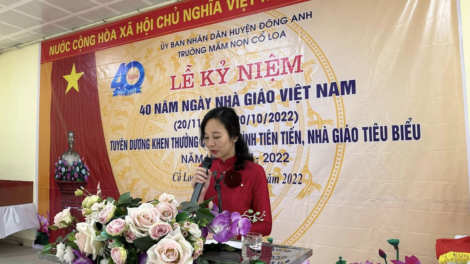 TRƯỜNG MẦM NON CỔ LOA LONG TRỌNG TỔ CHỨC: "LỄ KỶ NIỆM 40 NĂM NGÀY NHÀ GIÁO VIỆT NAM (20/11/1982 - 20/11/2022) TUYÊN DƯƠNG KHEN THƯỞNG CÁC ĐIỂN HÌNH TIÊN TIẾN, NHÀ GIÁO TIÊU BIỂU NĂM HỌC 2021 - 2022