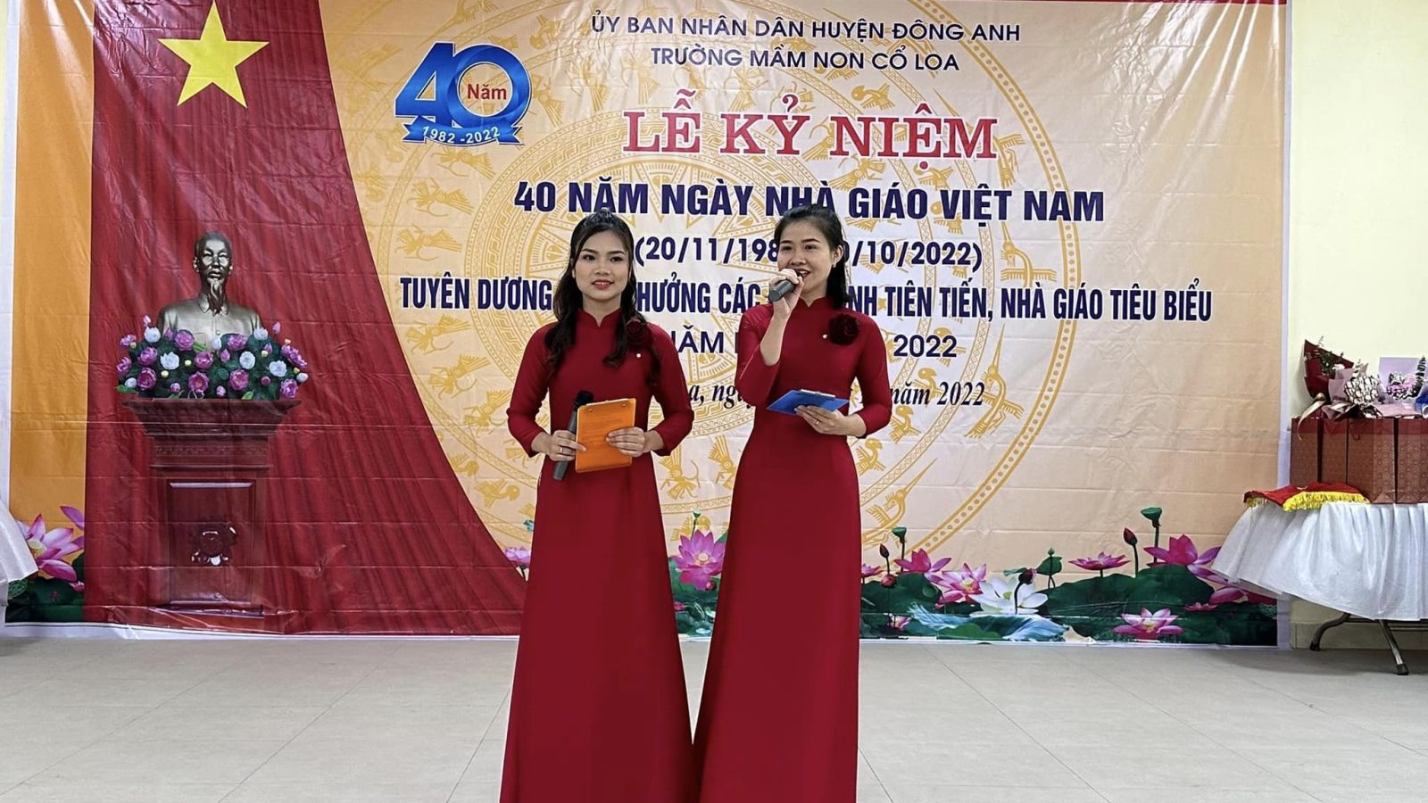 TRƯỜNG MẦM NON CỔ LOA LONG TRỌNG TỔ CHỨC: "LỄ KỶ NIỆM 40 NĂM NGÀY NHÀ GIÁO VIỆT NAM (20/11/1982 - 20/11/2022) TUYÊN DƯƠNG KHEN THƯỞNG CÁC ĐIỂN HÌNH TIÊN TIẾN, NHÀ GIÁO TIÊU BIỂU NĂM HỌC 2021 - 2022