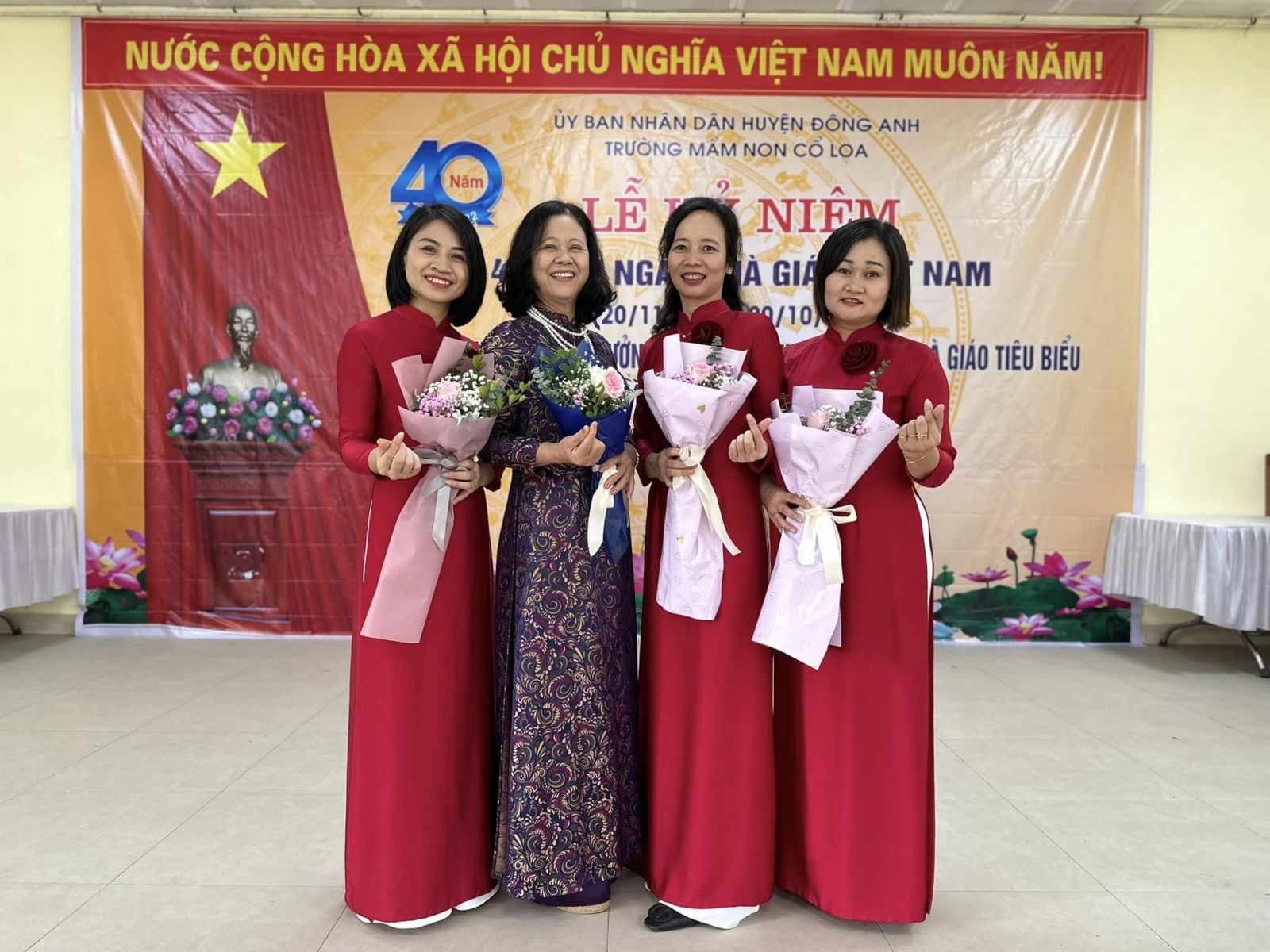 TRƯỜNG MẦM NON CỔ LOA LONG TRỌNG TỔ CHỨC: "LỄ KỶ NIỆM 40 NĂM NGÀY NHÀ GIÁO VIỆT NAM (20/11/1982 - 20/11/2022) TUYÊN DƯƠNG KHEN THƯỞNG CÁC ĐIỂN HÌNH TIÊN TIẾN, NHÀ GIÁO TIÊU BIỂU NĂM HỌC 2021 - 2022