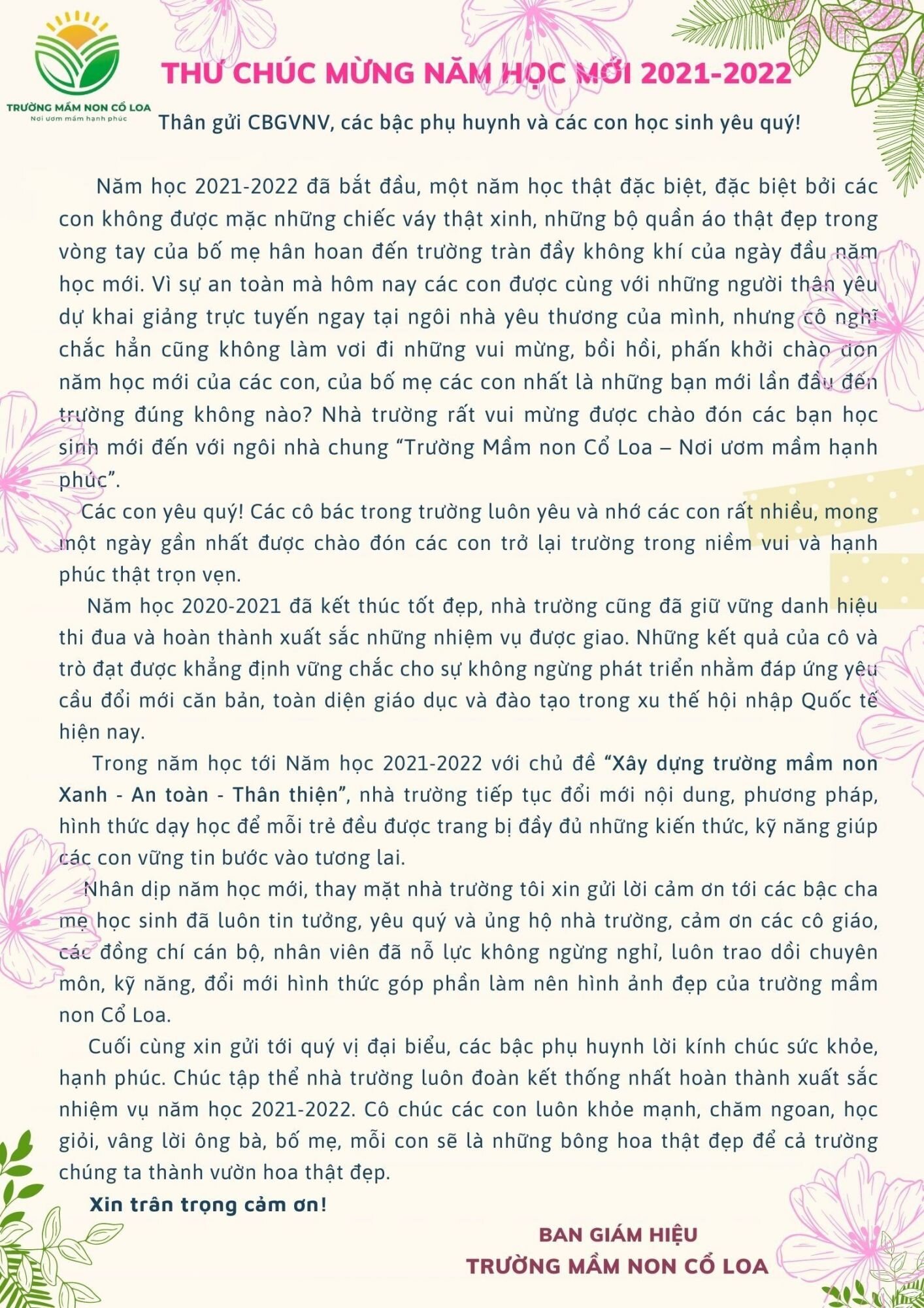KHAI GIẢNG ĐẶC BIỆT NĂM HỌC 2021 - 2022